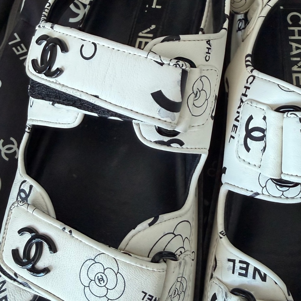 Chanel Black and White Sandals - Picture 3 of 6
